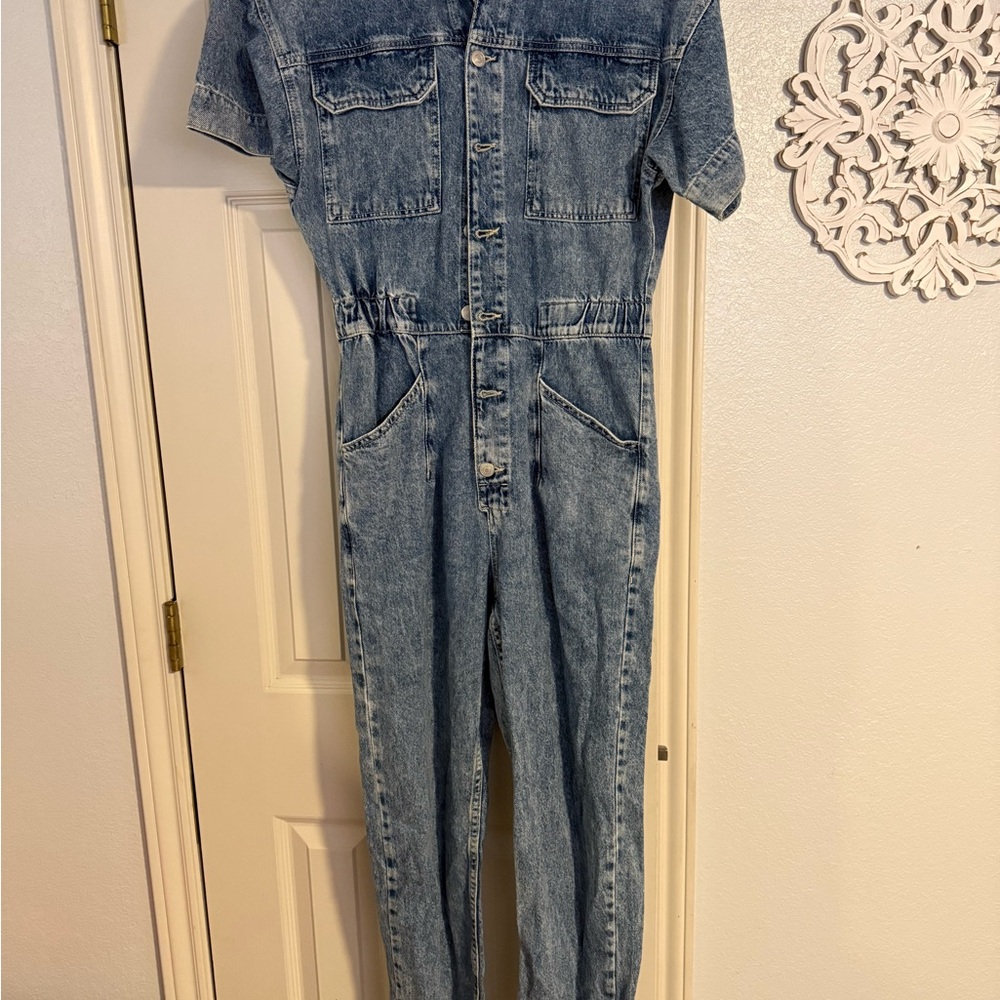 We The Free Blue Denim Top